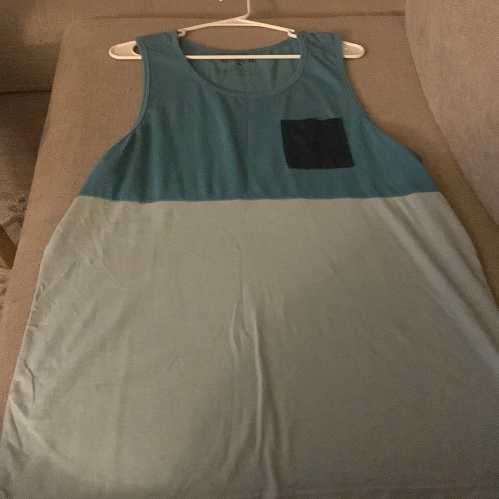 Used Hurley brand Men’s medium three tone blue tank with pocket